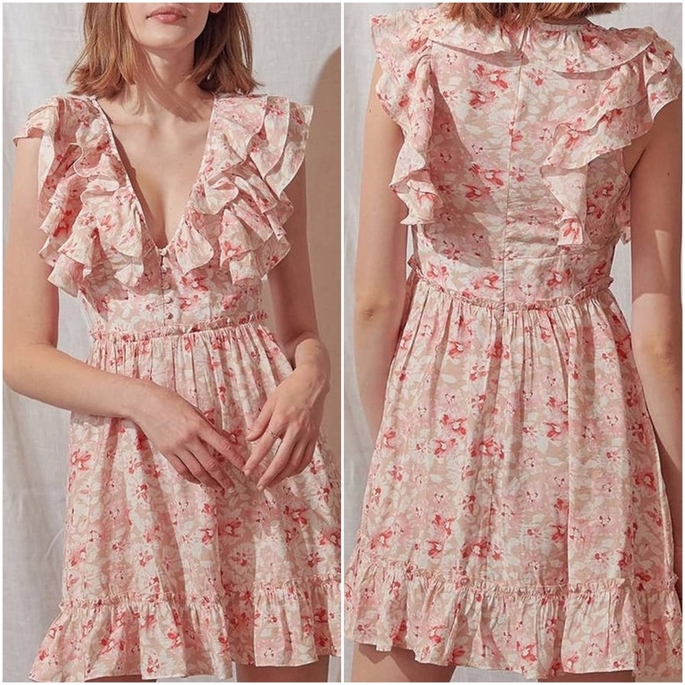 🌸 Storia, Prosecco Rosé Ruffled Mini Dress - Picture 1 of 16